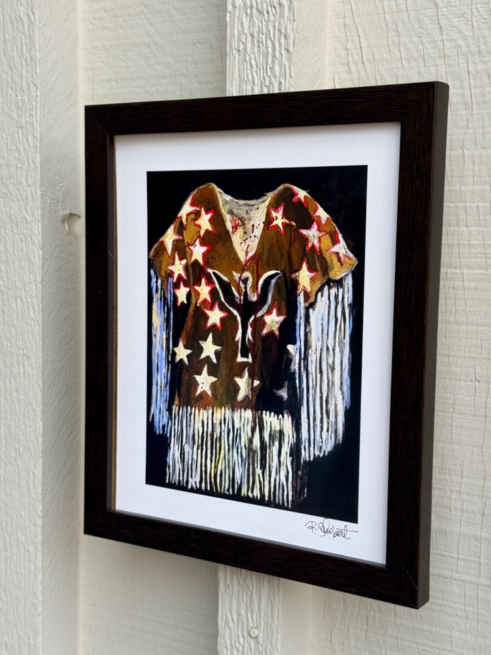 Fringed Star Motif Wall Art Print - Indian Ghost Dance Shirt Framed Fine Art - Picture 3 of 5